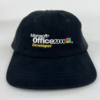 Microsoft Office 2000 Developer Hat Cap Strapback Adjustable Black Vintage Y2K