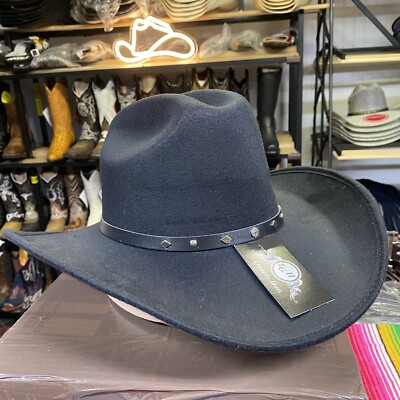 Black Felt Wide Brim Hat. Men s Western Cowboy Hat. Sombrero Vaquero De Hombre.