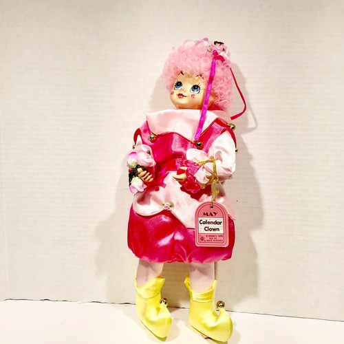 Vintage Acro Promo May Calendar Clown 1986 BRINNS Collectible Doll Pink [II19]