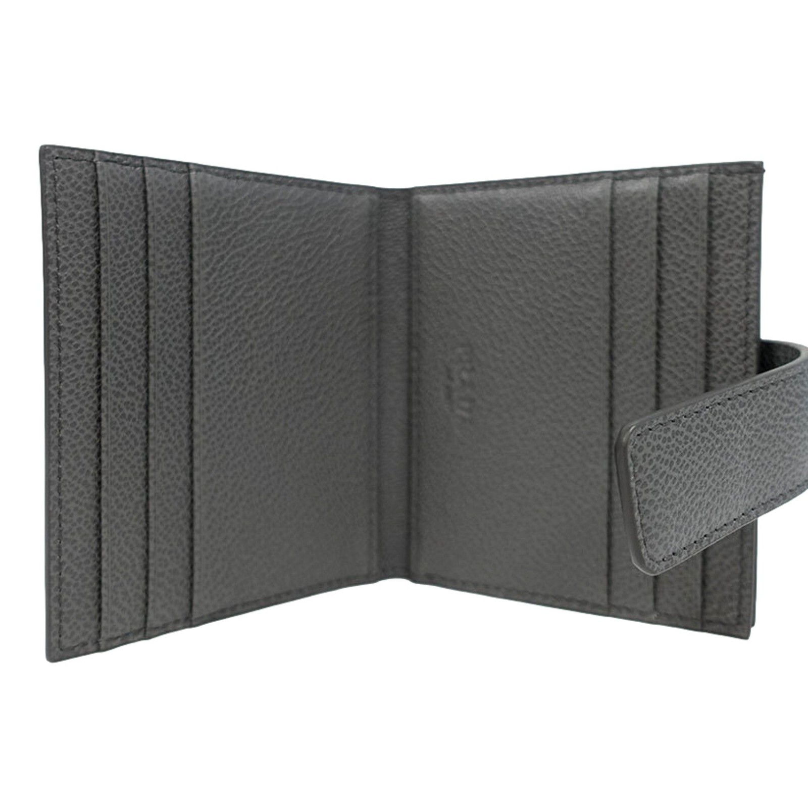 Pre-owned Prada Grey Vitello Grain Leather Card Bifold Wallet In Gray