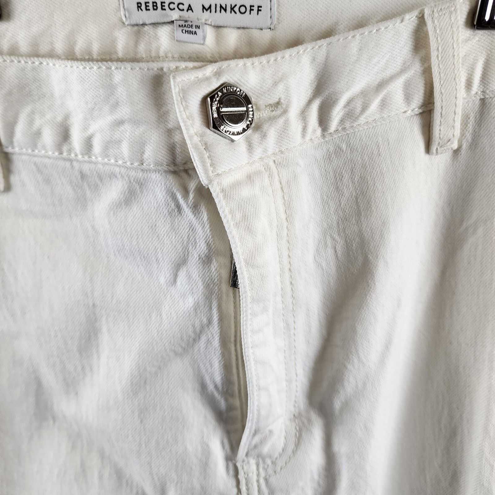 Rebecca Minkoff Cargo Pants Women's 27 Alabaster High Rise Zip/Button Closure - Picture 4 of 16