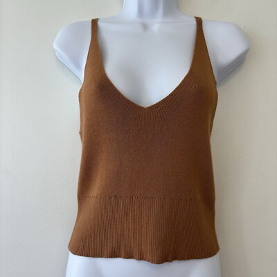 Monrow Tank Top Sweater Brown Women s Large Cotton Modal Blend 