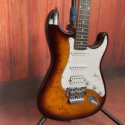 Sunburst Solid Body ST Electric Guitar Tree Burl Top Rosewood Fretboard 22Frets