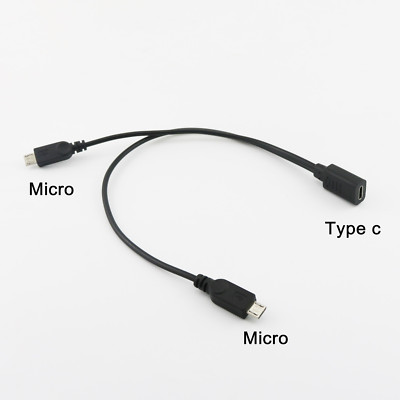 USB 3.1 Type C Female to Dual Micro USB Male Y Splitter Connector Cable 20+30cm