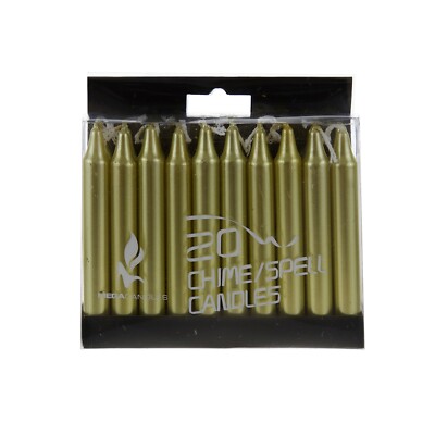 Mega Candles - Unscented 4" Chime / Spell Taper Candles - Gold, Set of 20