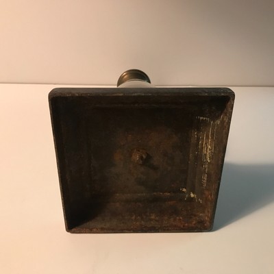 Antique late 1800s clear glass square metal base kerosene table lamp