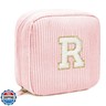 Cute Makeup Bag for Women - Monogram Personalized Initial Makeup Bags Cosmetic Pouch Pink Make Up Case for Women Her Best Friend Friendship Sister Teacher Appreciation Gifts for Her(Letter R, Pink)