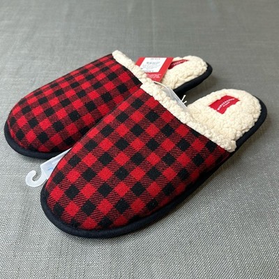 Adult Large W 11-12 M 9-10 Plaid Fleece Lined Slip On