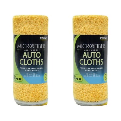 Viking Car Care Microfiber Cleaning Cloths 10 in x 10 in (2 Pack, 4 Microfiber)