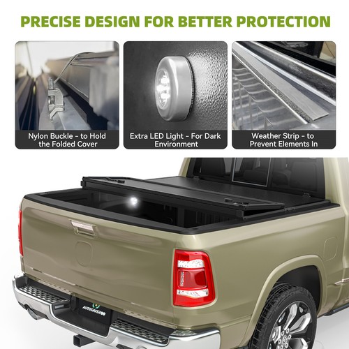 5 ft Hard 3-Fold Tonneau Cover Truck Bed For 2020-2024 Jeep Gladiator Waterproof