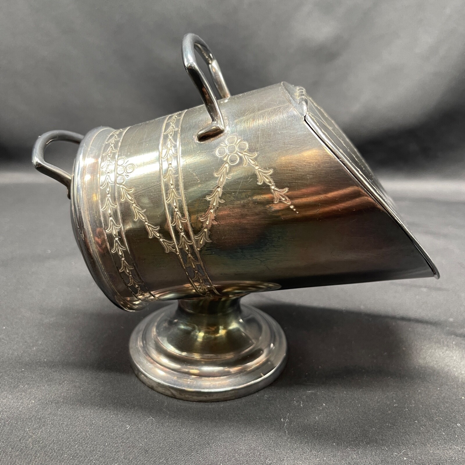Antique James Dixon & Sons Lidded Sugar Scuttle Holder EPBM