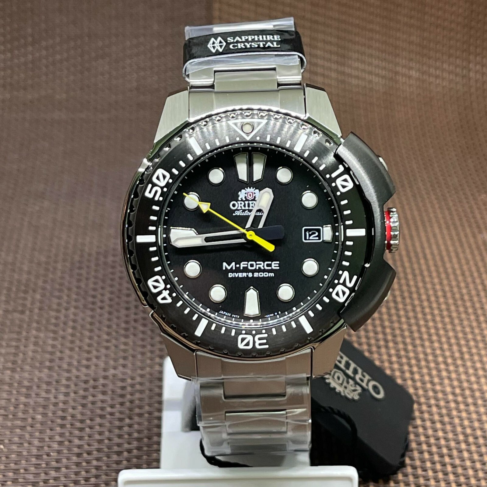 Pre-owned Orient M-force Ra-ac0l01b00b Automatic Black Diver's Rotating Bezel Watch Ac0l