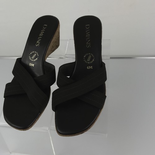 Womens DAMIANI'S Brown Strap Wedge Faux Cork Heel Sandals SIZE 6 ITALY (ssw6)