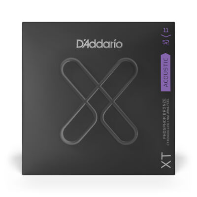 3-PACK of D'Addario XTAPB1152 XT Acoustic Guitar Strings, Phosphor Bronze, 11-52