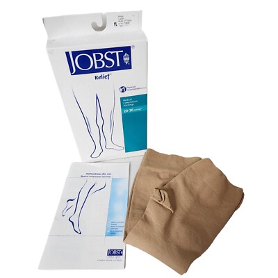 JOBST Relief 20-30 mmHg Compression Stocking Knee High Open Toe Large Beige New