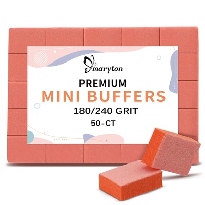 Mini Nail Buffer Blocks - 180/240 Grit Professional Salon Orange Buffers - Buff