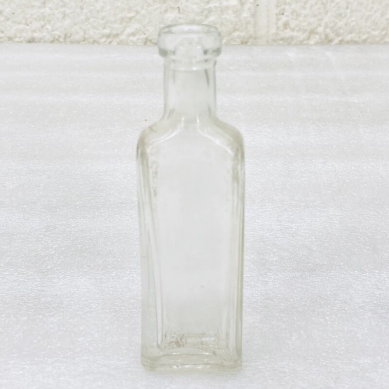 VTG‼ Small Clear Iridescent Glass Cork Top Glass Bottle 4" Unmarked • VGUC‼