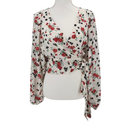 ALC Floral Wrap Blouse Top 100% Silk Colorful EUC Size 6