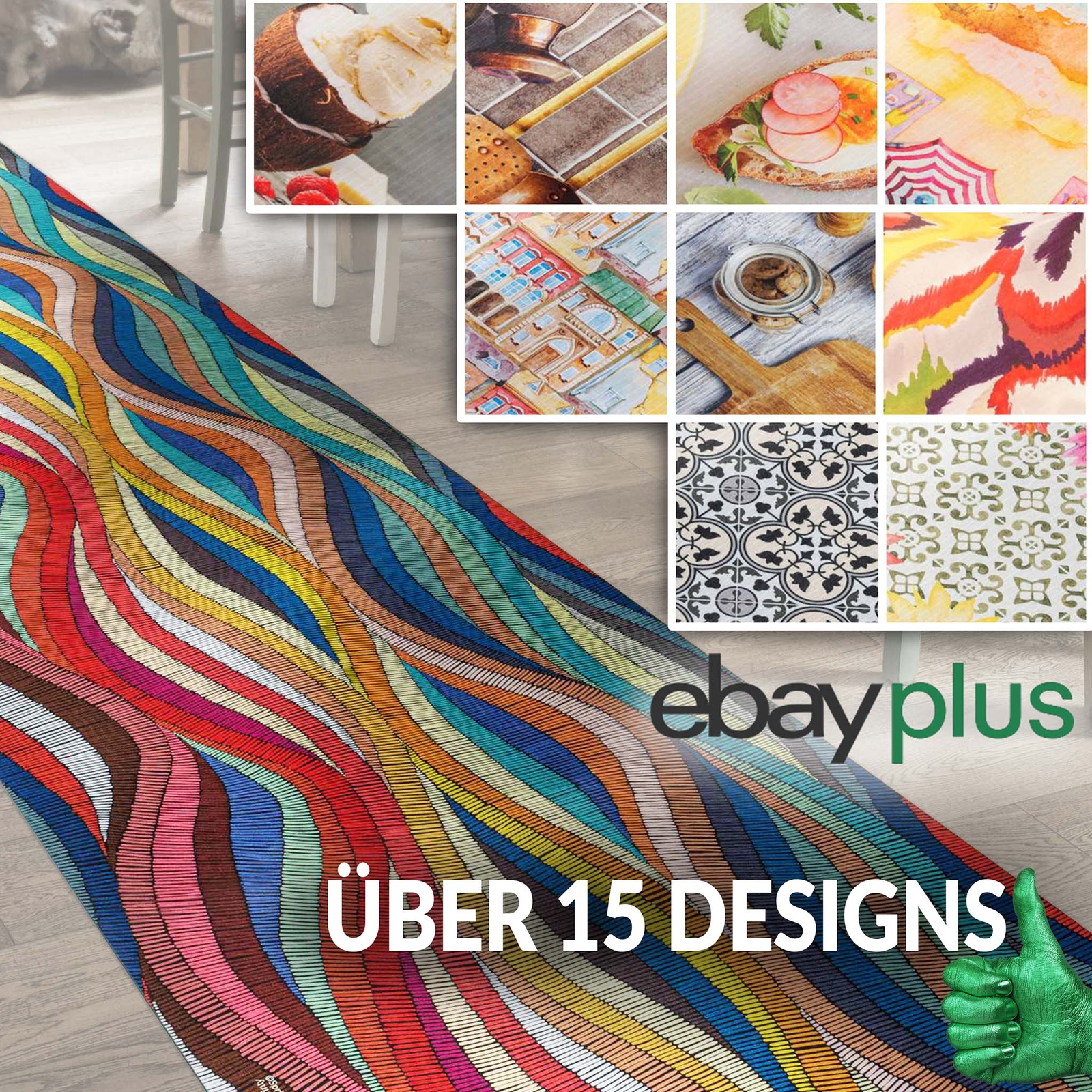 Küchenteppich Teppich Küchenläufer Teppichläufer waschbar rutschfest Breite 52cm