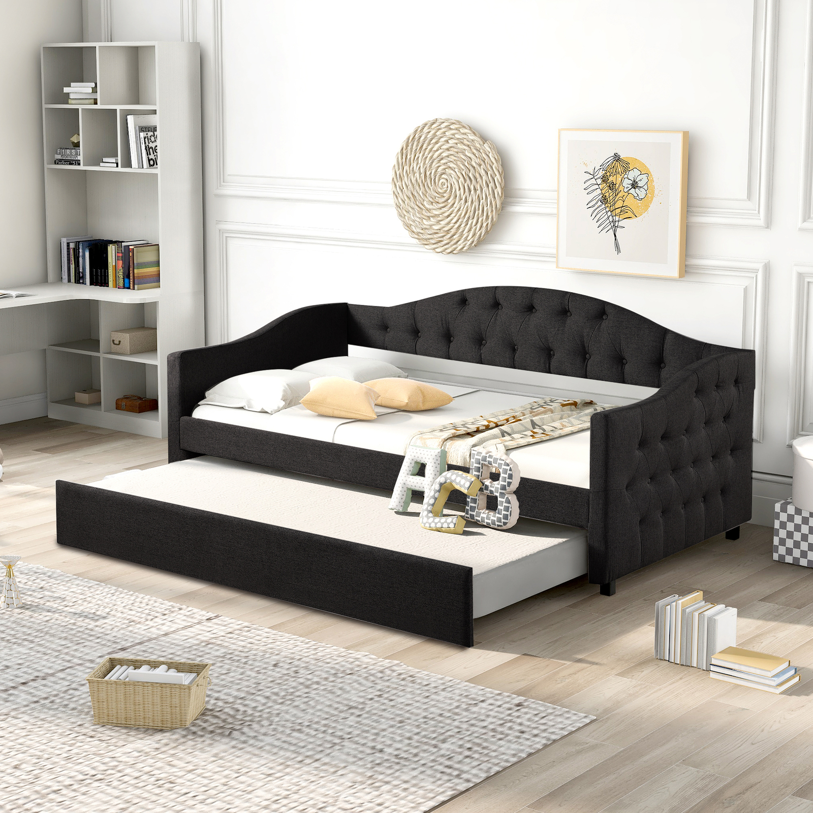 With Trundle Sofa Bed Platform Twin Size Bed Frame