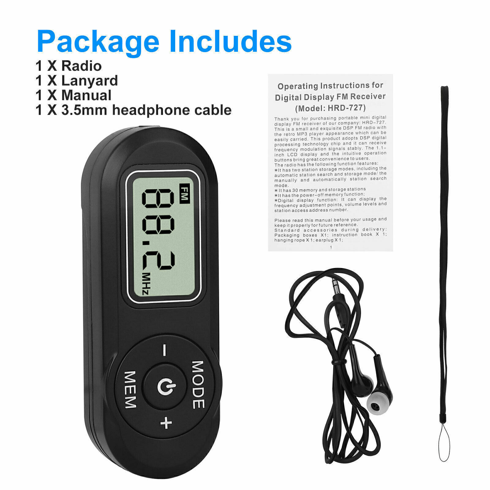 LCD Digital Display Portable FM Radio Stereo MP3 Player Receiver Battery Powered