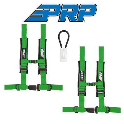 PRP (2) Green 4-Point 2'' Harness/Seat Belt Bypass For 2015+ Yamaha YXZ1000