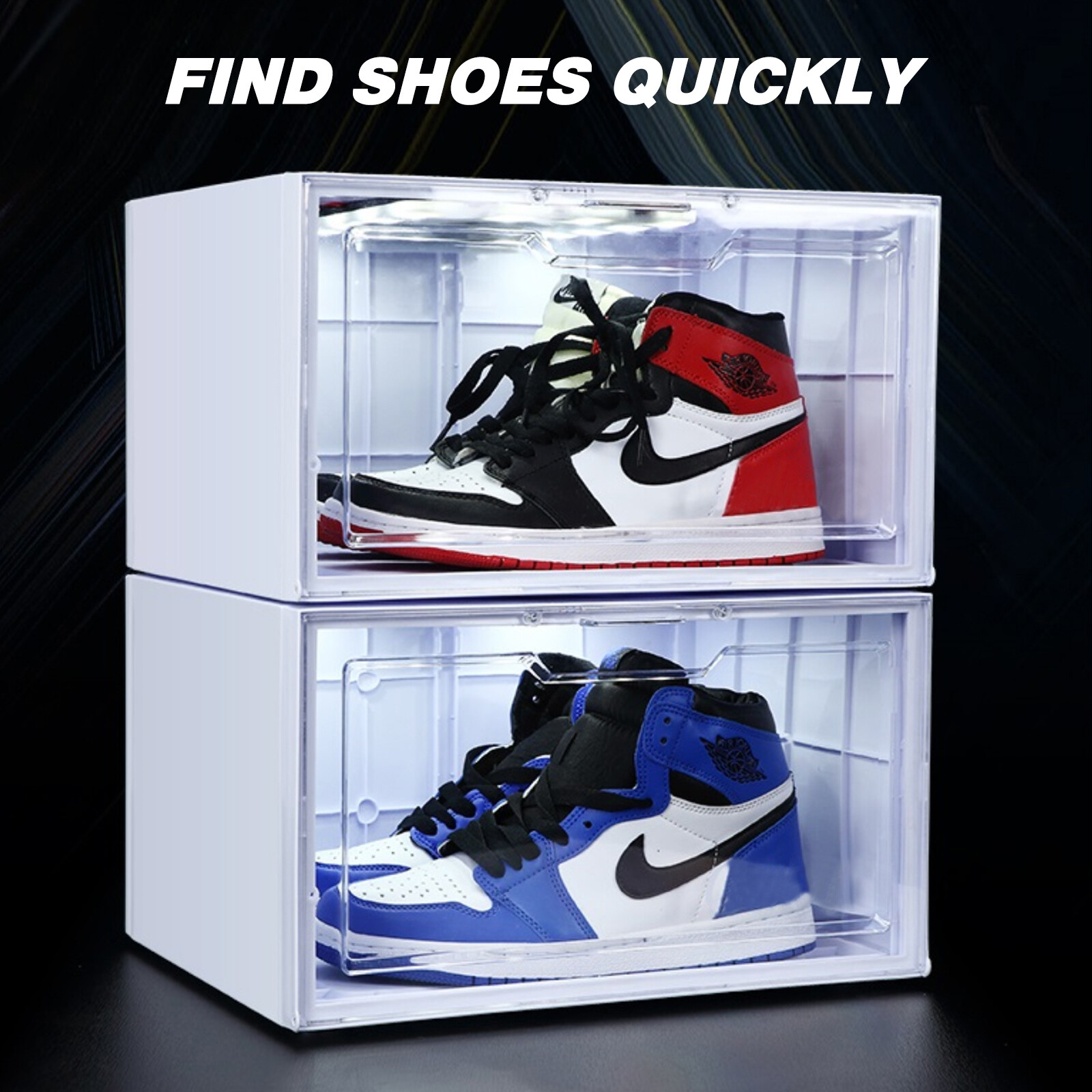 シャドーボックス Voice-activated Lighting LED Shoe Box Dropside Stackable