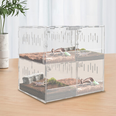 4 Grids Acrylic Pet Box Reptile Terrarium Lizard Climbing Spider Snake Cage Tank