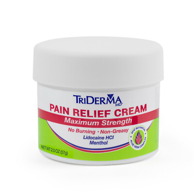 TriDerma Pain Relief Cream,  with Lidocaine and Menthol, 2 oz jar