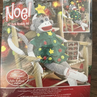 Janlynn Noel 21'' Christmas Sock Monkey Kit 2003 OPENED!