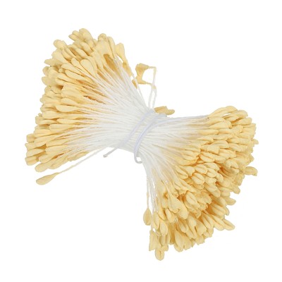 2.5mm Double Heads Flower Stamen, 340 Pcs Artificial Flower Pistil, Light Yellow