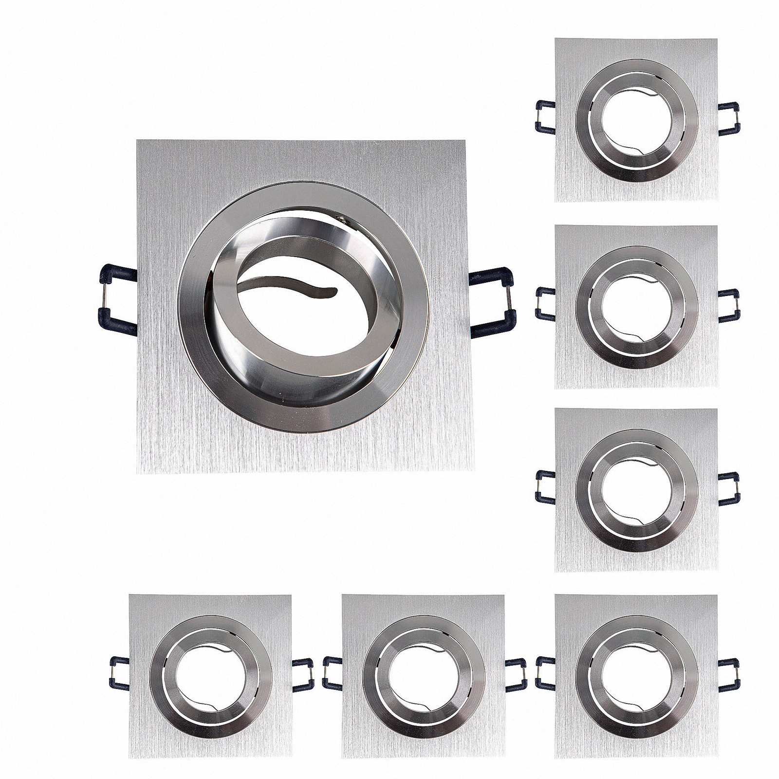 Mextronic GU10 Einbaurahmen Eckig | Aluminium Gebürstet | Für Deckenstrahler | Ø 81 Mm Lochmaß