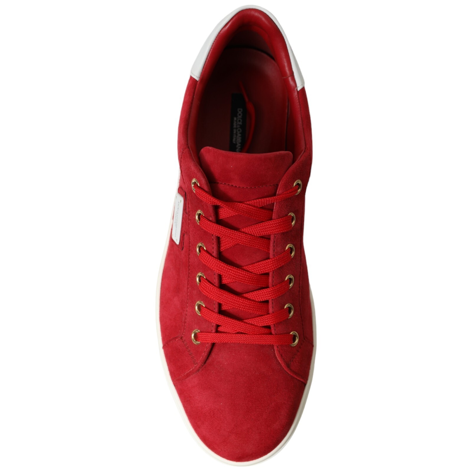 Pre-owned Dolce & Gabbana Shoes Sneakers Red Suede Leather Men Low Top Eu41 / Us8