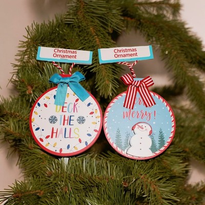 Christmas Ornament Wooden Signs Balls Bows deck the Halls