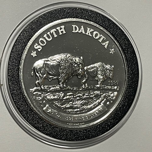 1987年1オンス .999 ファインシルバー バッファロー/サウスダコタの国章 1987 Buffalo South Dakota Rare Coin 1 Troy Oz .999 Fine Pure