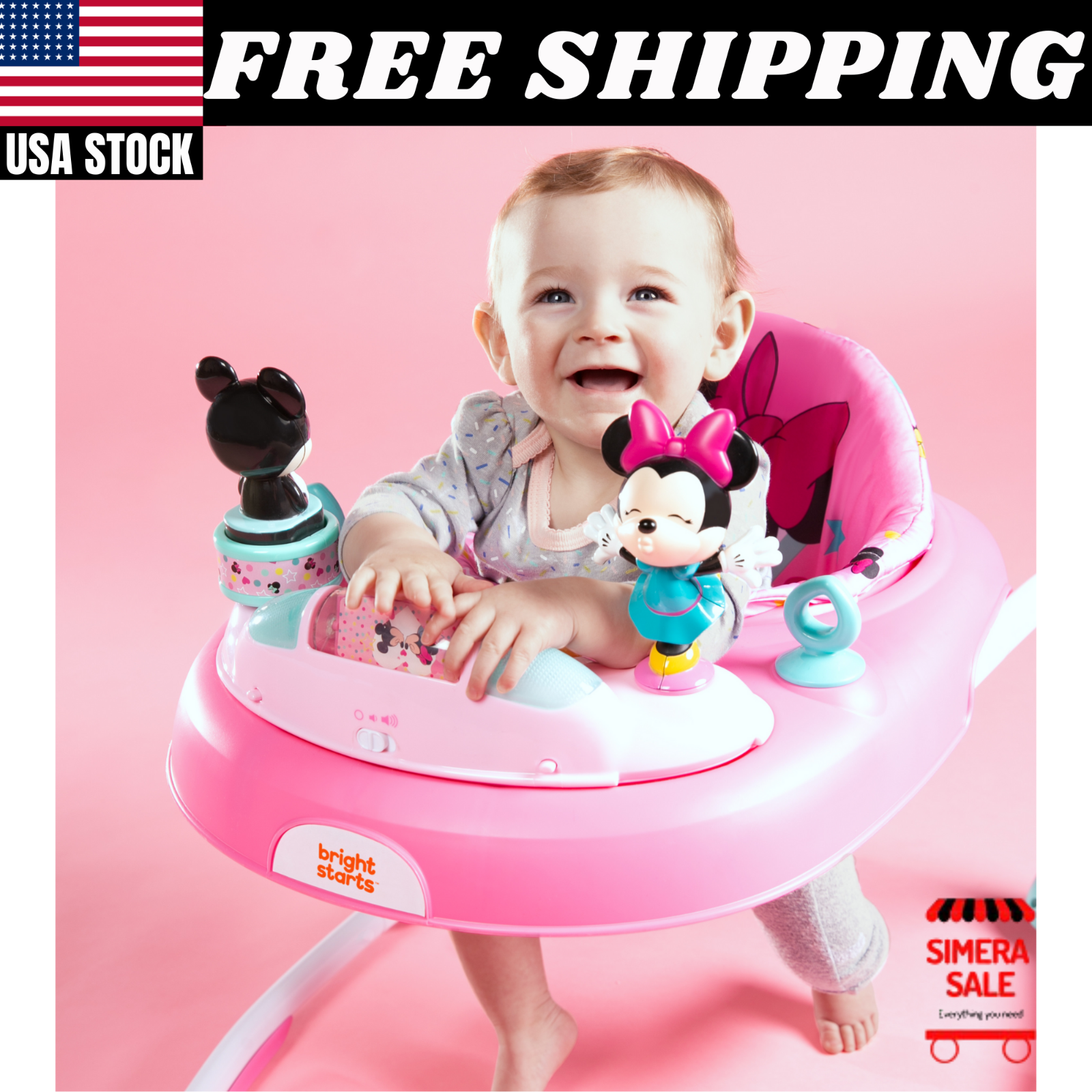 Disney Baby Minnie Mouse Baby Walker w/ Activity Station Walking Assistant,  Pink: купить с доставкой из США, цена 7 276 руб - (184664402688)
