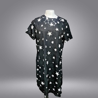 Quacker Factory Women's Dress Sz L Star Moment Short Sleeve Black A647058