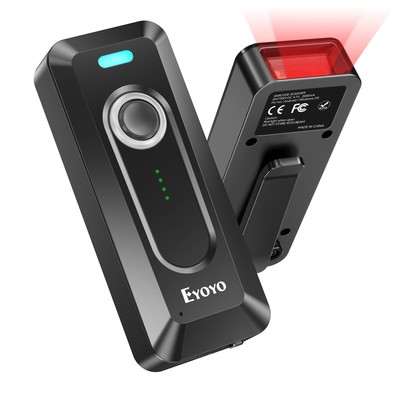 Eyoyo 2D Bluetooth Barcode Scanner Wireless with Clip, 2000mAh Battery with L...