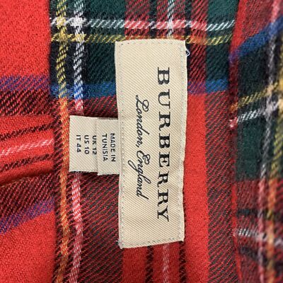 BURBERRY LONDON Size 10 Red Multi-Color Wool Plaid Button Up