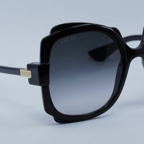 Pre-owned Gucci Gg1431s 001 Black/gradient Grey 57-20-135 Sunglasses In Gray