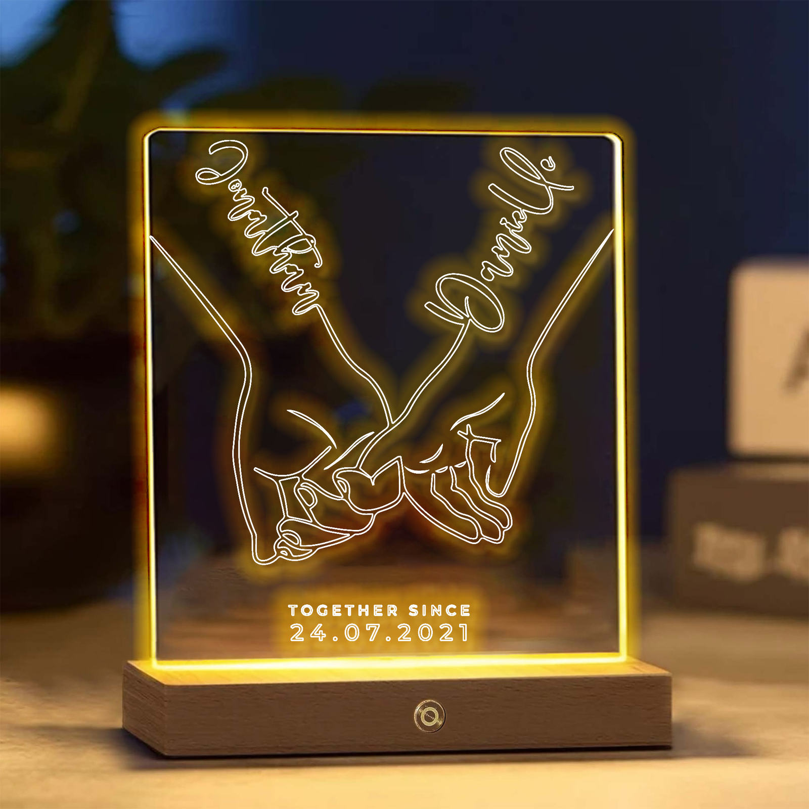 Personalised LED Lamp RGB Night Light Wedding Anniversary Engagement Gift