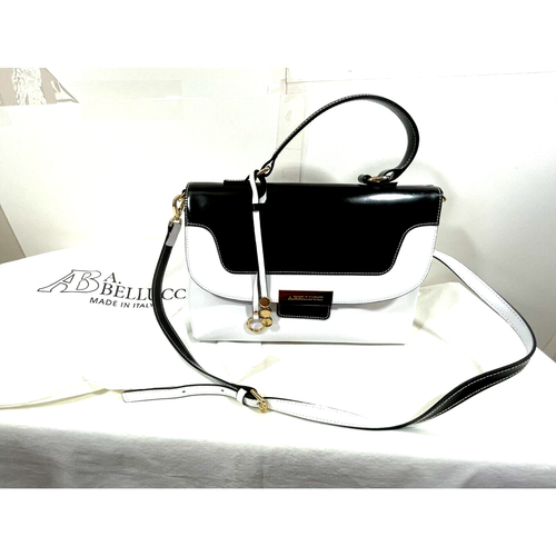 A. Bellucci White and Black Italian Patent Leather Purse