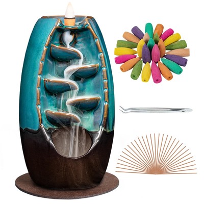 Backflow Incense Burner And Ceramic Incense Holder Waterfall With 120 Mixed Back