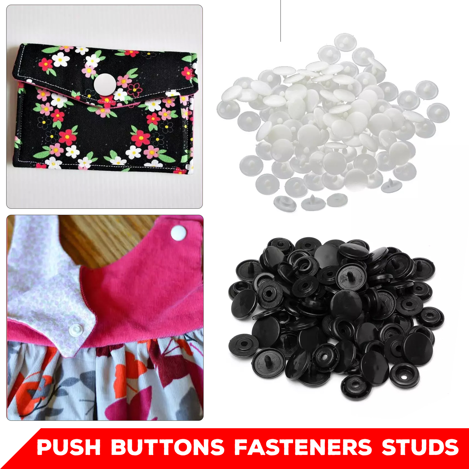 Push Buttons Kam Snaps Poppers Fasteners Studs T3 T5 Size Craft Sewing 100pcs
