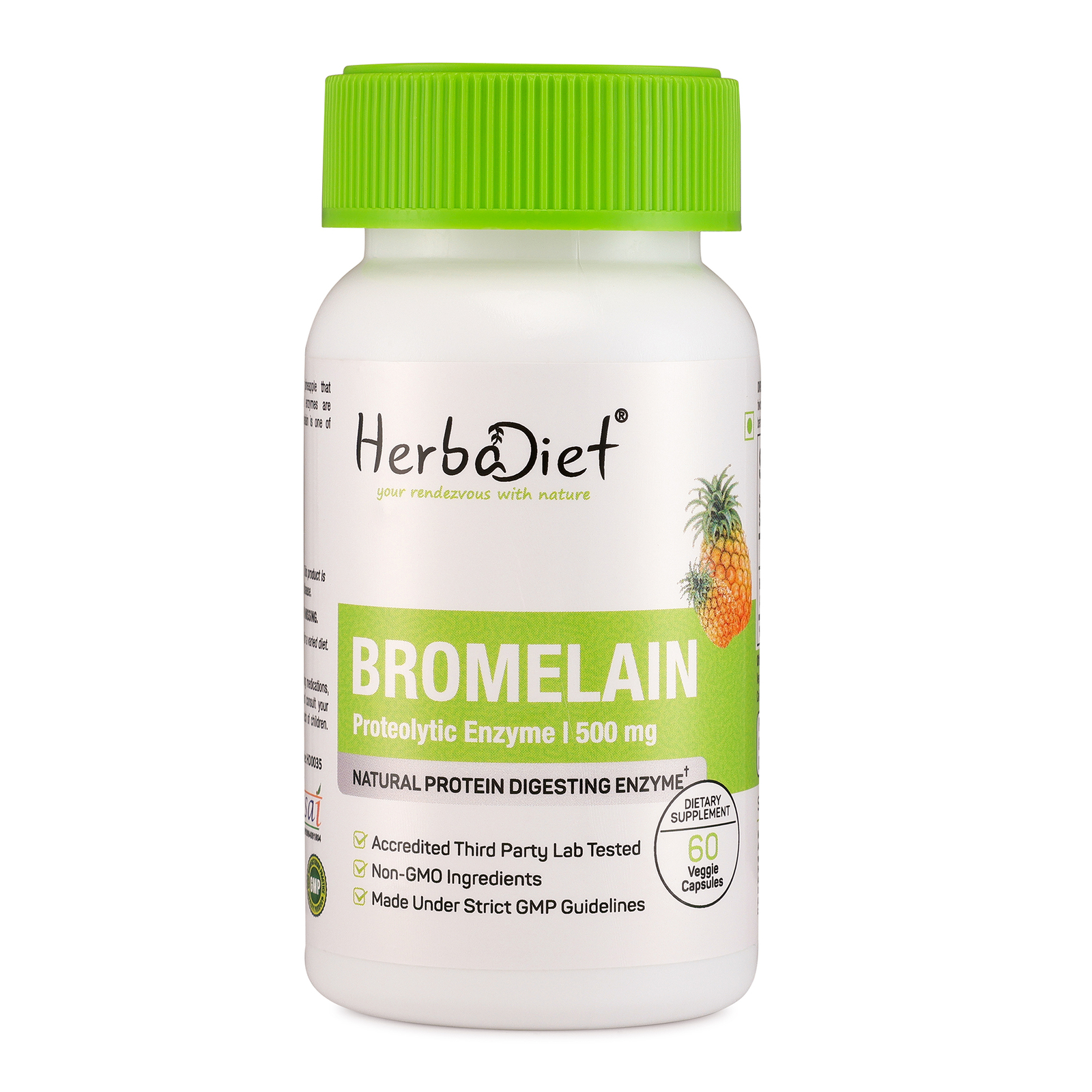 Bromelain Digestive Enzymes 3000 GDU Capsules for Gas, Bloating Relief