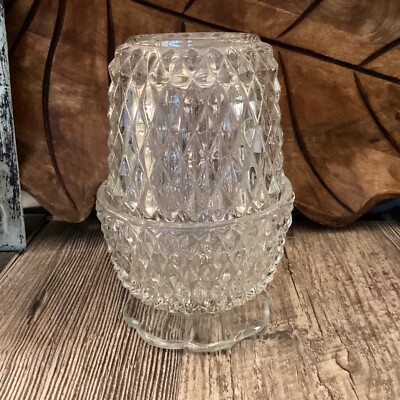 INDIANA GLASS DIAMOND POINT ANGEL LIGHT FAIRY LAMP Beautiful Light