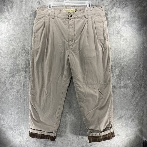 Cabelas Flannel Lined Pants 38x30 Huntsman Chinos Beige