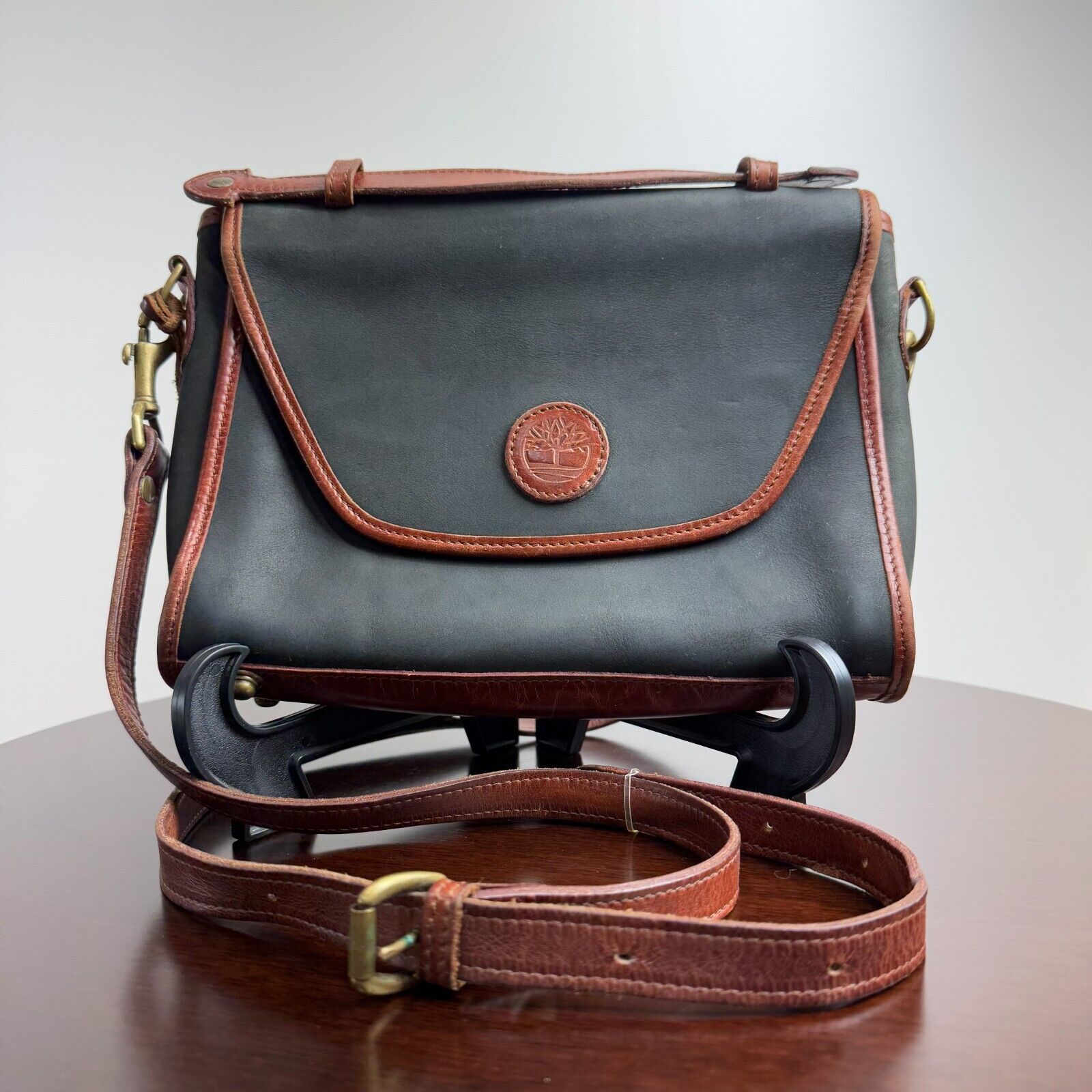 福袋 公式 Vintage - J442 Black Crossbody Leather Timberland Brown and バッグ