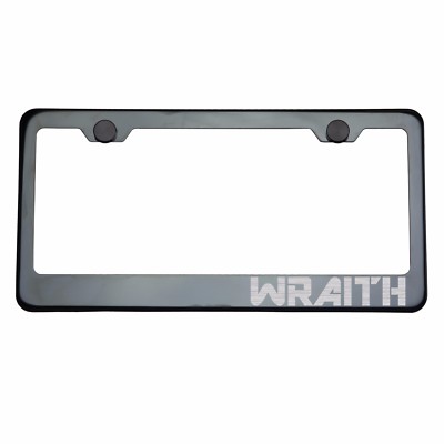 Titanium Gun Metal License Plate Frame WRAITH Laser Etched Metal Screw Cap