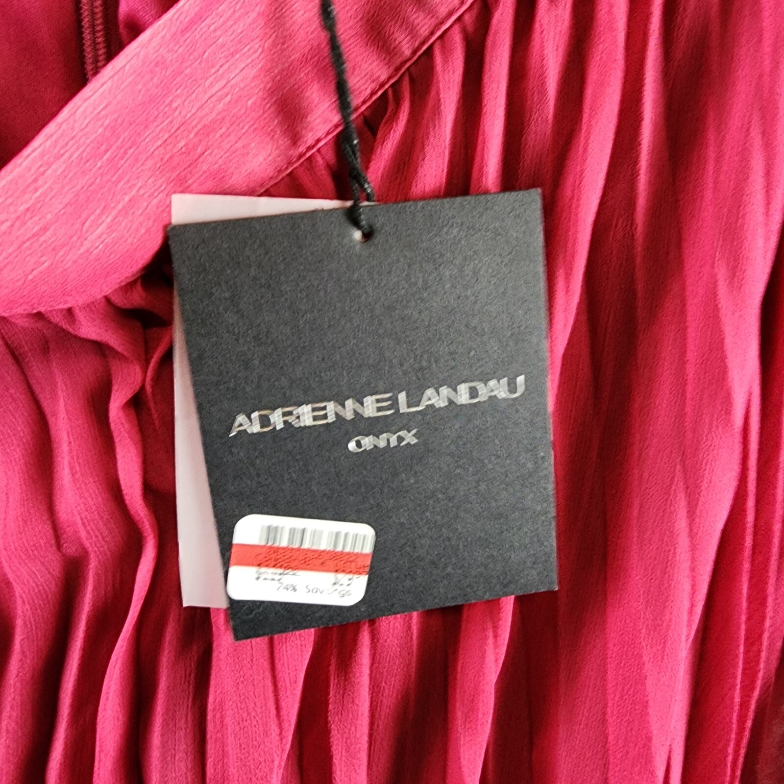 Adrienne Landau Onyx Pleated A Line Skirt Women's L Maroon Zipper Back Closure - Picture 11 of 15